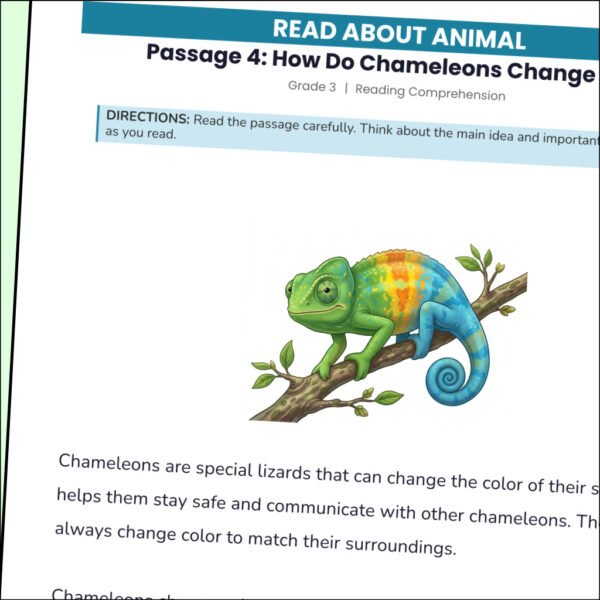 3rd Grade Animal Reading Comprehension Worksheets | 10 Passages & Answer Keys
