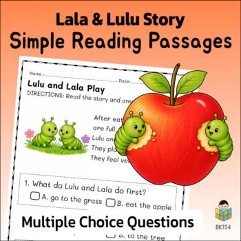 Kindergarten Apple Reading Comprehension Worksheets | 5 Stories & Answer Keys