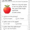 Food articlr01 Kindergarten Apple Reading Comprehension Worksheets | 5 Stories & Answer Keys