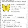 Kindergarten Butterfly Reading Comprehension Worksheets | 5 Stories & Answer Keys