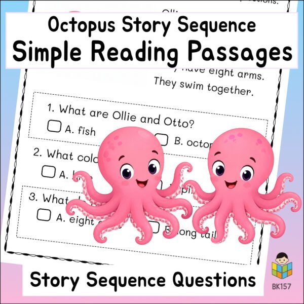 TPT603-G8-Secrets in the Windmill Kindergarten Octopus Reading Comprehension Worksheets | 5 Stories & Answer Keys
