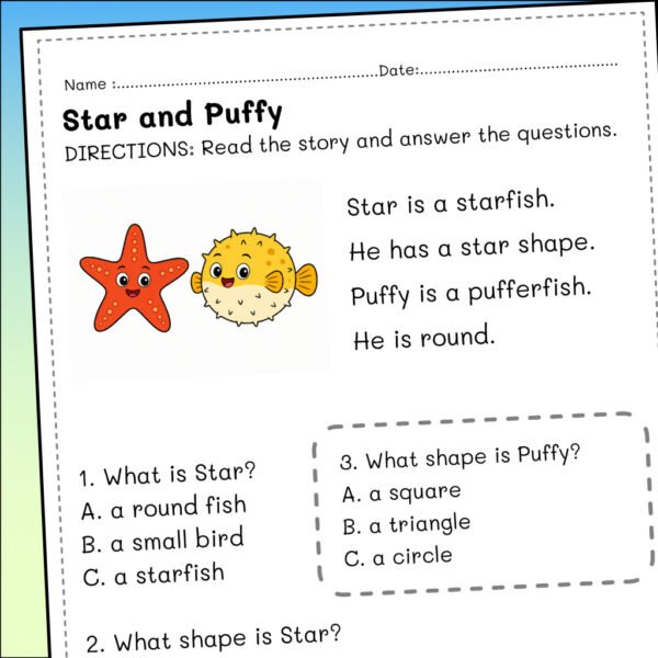 TPT603-G8-Secrets in the Windmill Star and Puffy Reading Comprehension Worksheets | K–1