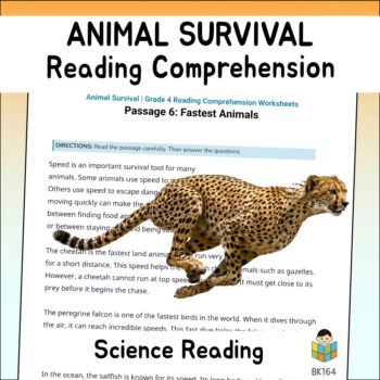 4th Grade Animal Survival Reading Comprehension Worksheets | 10 Passages & Answer Keys