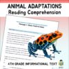 4th Grade Animal Adaptations Reading Comprehension Worksheets | 10 Passages & Answer Keys
