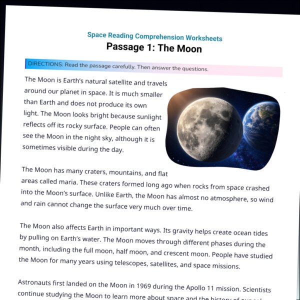 4th Grade Space Reading Comprehension Worksheets | 10 Passages & Answer Keys