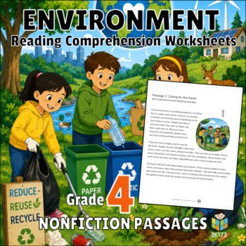 4th Grade Environment Reading Comprehension Worksheets | 10 Passages & Answer Keys
