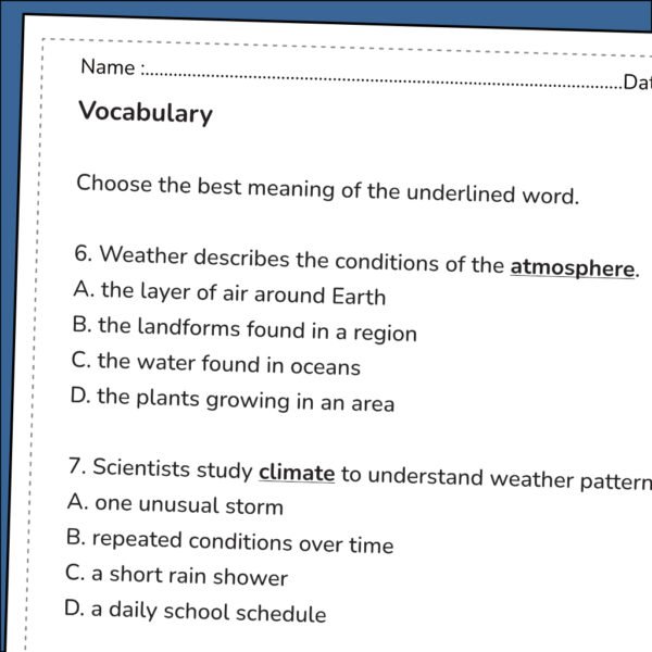 4th Grade Weather and Climate Reading Comprehension Worksheets | 10 Science Passages
