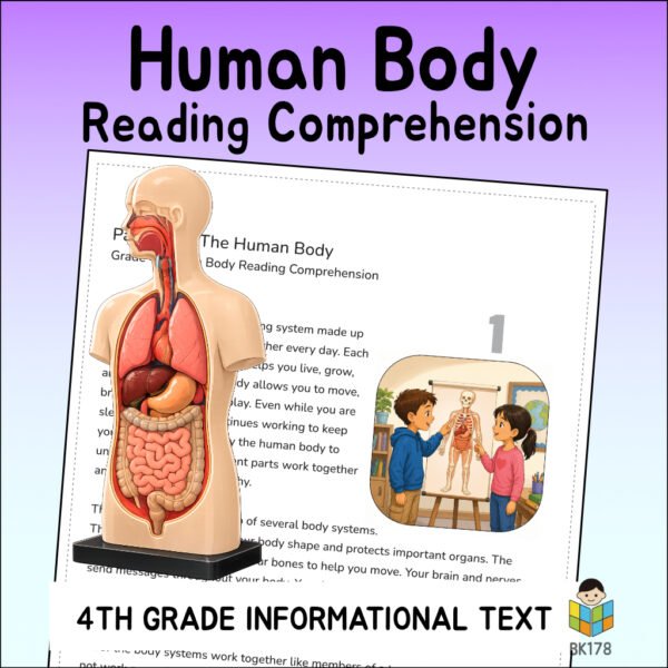 4th Grade Human Body Reading Comprehension Worksheets | 10 Science Passages