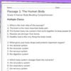 4th Grade Human Body Reading Comprehension Worksheets | 10 Science Passages