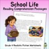 4th Grade Realistic Fiction Reading Comprehension Worksheets | School Stories & Text Evidence