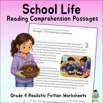 4th Grade Realistic Fiction Reading Comprehension Worksheets | School Stories & Text Evidence