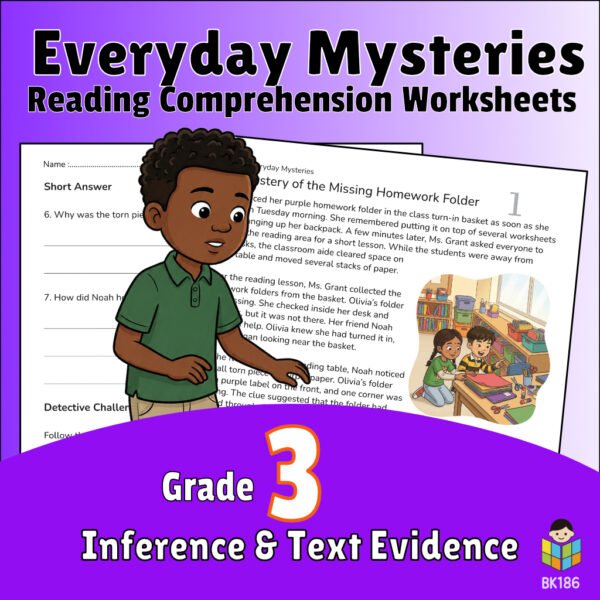 3rd Grade Reading Comprehension Mystery Worksheets | Inference, Evidence & Critical Thinking