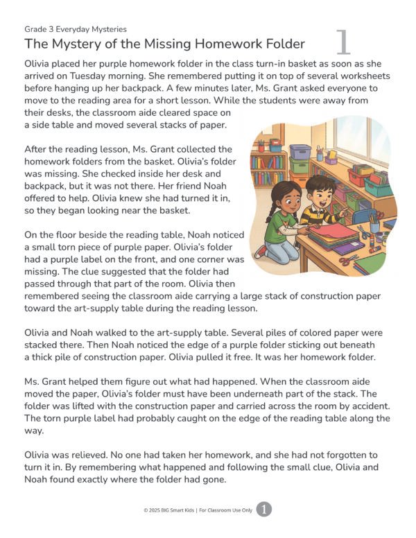 3rd Grade Reading Comprehension Mystery Worksheets | Inference, Evidence & Critical Thinking