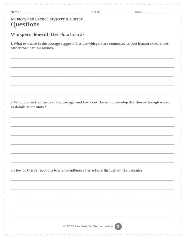 Mystery & Suspense Reading Comprehension Worksheets for Grades 9–10 | 5 Short Stories & Literary Analysis