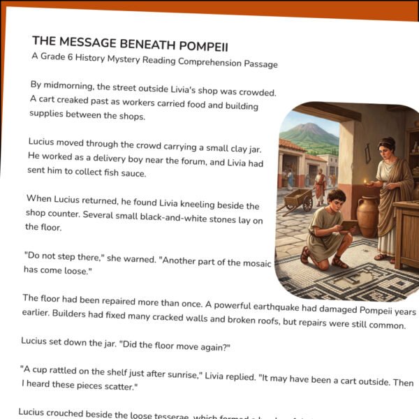 6th Grade Ancient Rome History Mystery Reading Comprehension | Pompeii